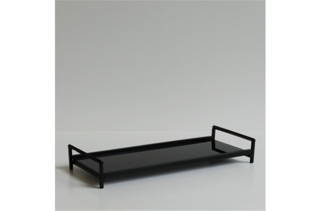 BANDEJA RETANGULAR DE METAL E ESPELHO BLACK 12x28