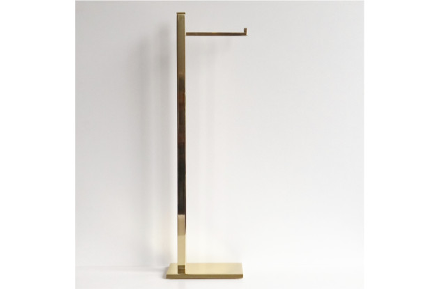 PAPELEIRA DE PISO COM BASE RETANGULAR DOURADA 