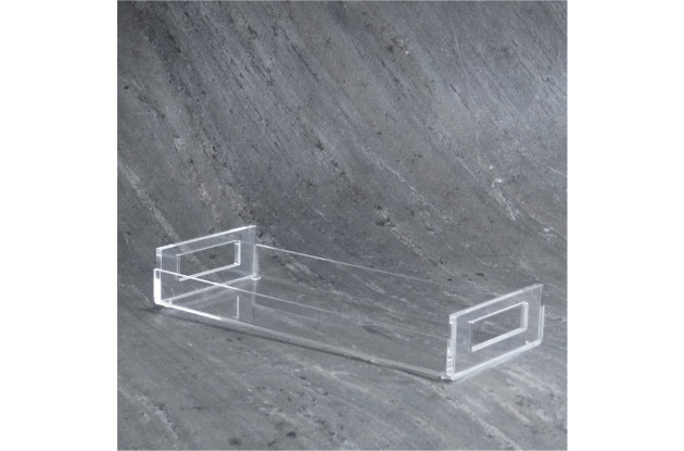 BANDEJA EM ACRÍLICO COM ALÇA CRISTAL 28X11