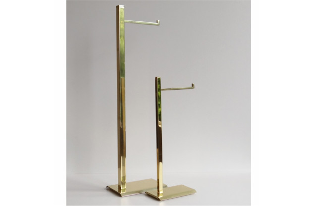 PAPELEIRA DE PISO COM BASE RETANGULAR DOURADA 