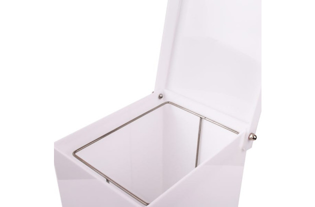 LIXEIRA EM ACRILICO QUADRADA BRANCA COM TAMPA ARTICULADA  26,5x15cm