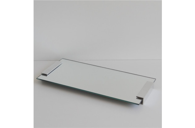 Bandeja Suellen de Espelho e Metal 38x18cm