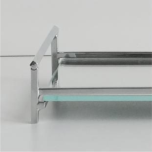 BANDEJA RENTANGULAR DE ESPELHO E METAL CROMADO 12x28