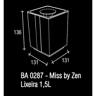 LIXEIRA DE BANCADA EM ACRILICO MISS BRANCA COM PUXADOR CROAMDO  - 1,5L