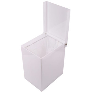 LIXEIRA EM ACRILICO QUADRADA BRANCA COM TAMPA ARTICULADA  26,5x15cm