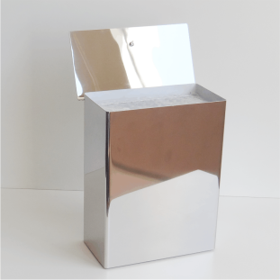 LIXEIRA INOX CROMADA RETANGULAR COM TAMPA ARTICULADA 16X20X10CM