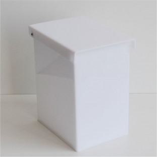 Lixeira Retangular Branca com Tampa Articulada Acrilico 24,5x15,5cm