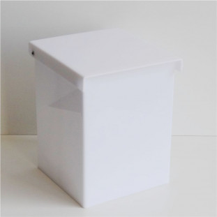 Lixeira Quadrada Branca com Tampa Articulada Acrílico 24,5x19cm