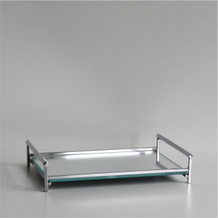 Bandeja Cromada Espelho e Metal 15x23cm