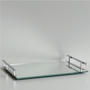 Bandeja Retangular Espelho com Alça Reta de Inox 15x21,5cm