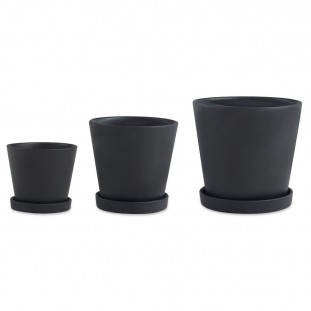 Cachepot com Prato em Terracota Preto M