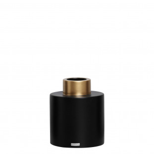 Vaso em Ceramica Preto com Dourado 18cm