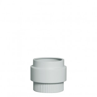 Vaso em Ceramica Off White com a Base Canelada 15cm
