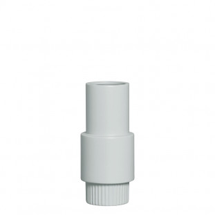 Vaso em Ceramica Off White com a Base Canelada 26,6cm