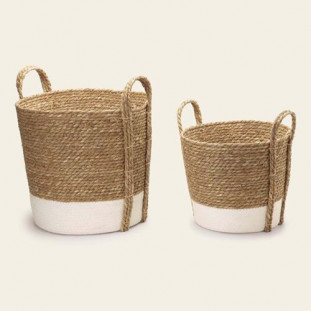 CESTO EM FIBRA NATURAL G - branco