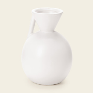 VASO EM CERAMICA BOJUDO BRANCO 17CM