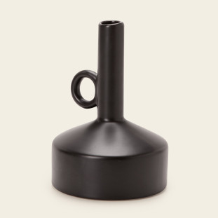 VASO EM CERAMICA PRETO 19CM