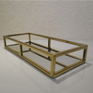 Bandeja Dourada Espelho e Metal 32x13cm