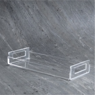 BANDEJA EM ACRÍLICO COM ALÇA CRISTAL 28X11