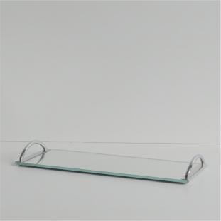 Bandeja Retangular Espelho com Alça Redonda de Inox 12x28cm