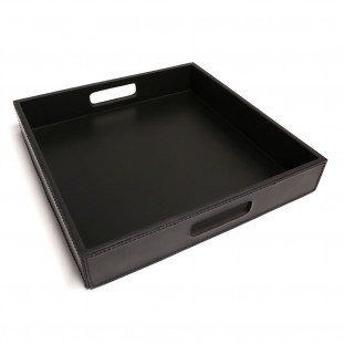 Bandeja Quadrada Montana Preta em Couro