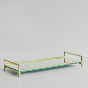 Bandeja de Espelho e Metal Dourada 12x28cm