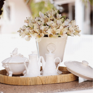 Bandeja Oval em Madeira e Rattan - G