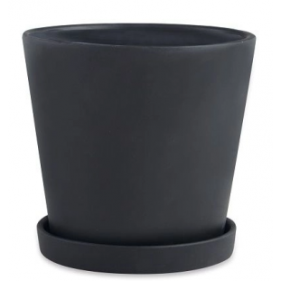 Cachepot com Prato em Terracota Preto G