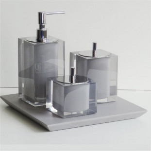 Jogo de Bancada Quadrado Resina Cristal Ciment - 3 Peças 