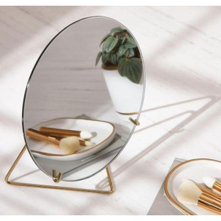 Espelho com Suporte de Metal Dourado Pequeno