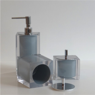 Jogo de Bancada Quadrado Resina Cristal Algodão Doce - 3 Peças