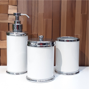 Jogo para Bancada Branco e Cromado com 3 peças 