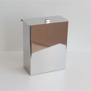 Lixeira Inox Cromada Retangular com Tampa Articulada 16x20cm