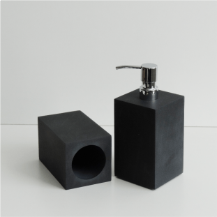 Jogo de Bancada Maiorca Quadrado Resina Fosca Preto - 2 Peças 