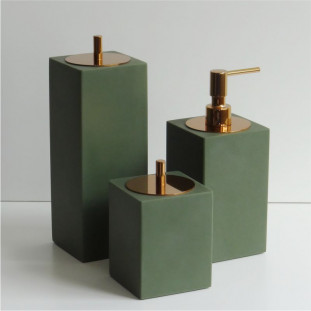 Jogo de Bancada Quadrado Resina Fosca Militar - 3 Peças 