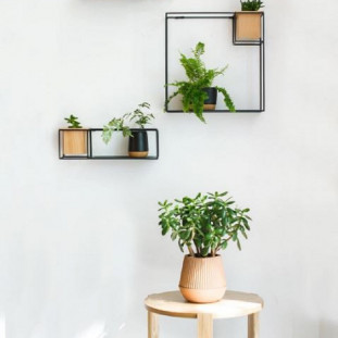 Prateleira Cubist Preto e Natural UMBRA