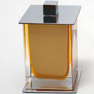 Porta Algodão Cristal Murano Ambar