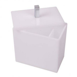 Porta Cotonete e Algodão Retangular Acrílico Branco