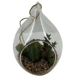 Terrario Suspenso de Vidro com Alça de Corda