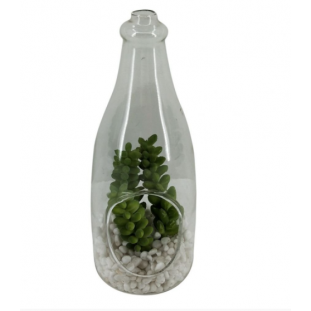Terrario de Vidro com Arranjo de Flores Decorativo