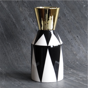 Vaso Preto e Branco com Dourado 