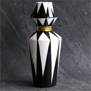 Vaso Preto e Branco com Dourado 