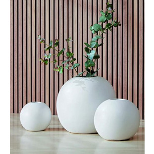 Jogo Vaso Redondo em Cerâmica Branco Fosco